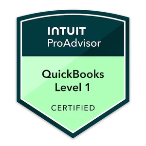 Intuit QuickBooks Certified ProAdvisor Level 1 badge